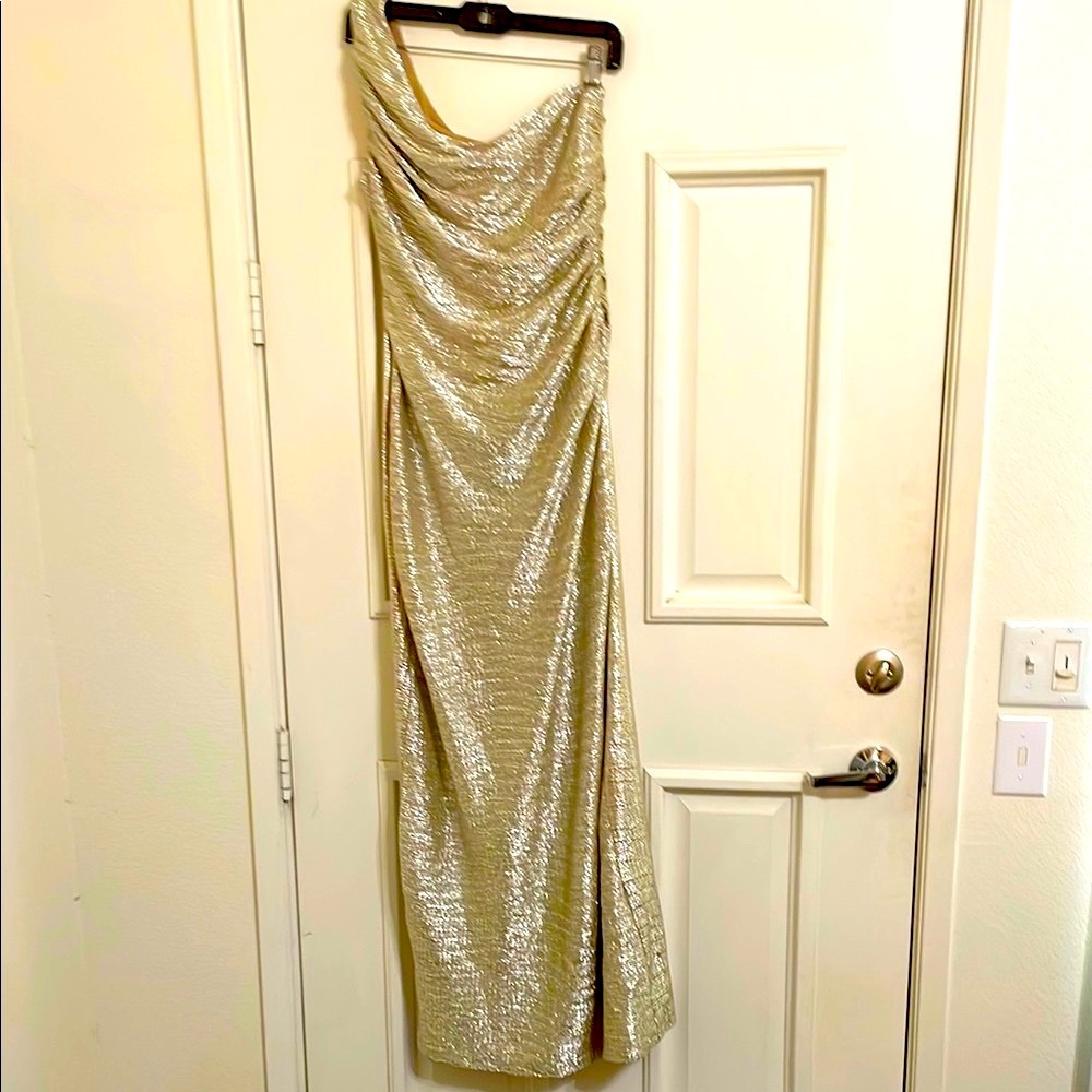 Silver Lamee Evening Gown Sz 8